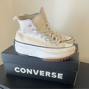 Converse Cream High-Top Sneakers with Platform Sole